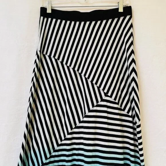 Calvin Klein Maxi Skirt Womens Small Stripes Quick Dry Festival Patchwork - Picture 4 of 10